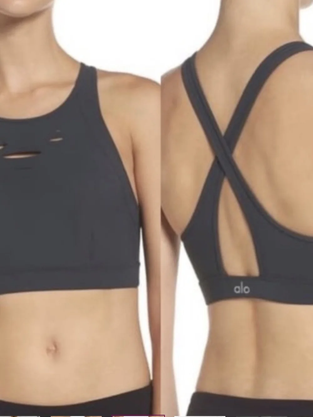 ALO Yoga High-Neck Cutout Sports Bra - Black